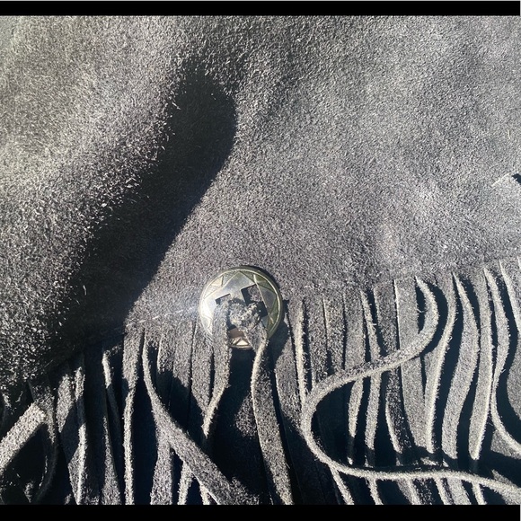 Vintage 80's/90's Women's Ivy Club Classics Genuine Black Suede Fringed Jacket - Picture 2 of 6